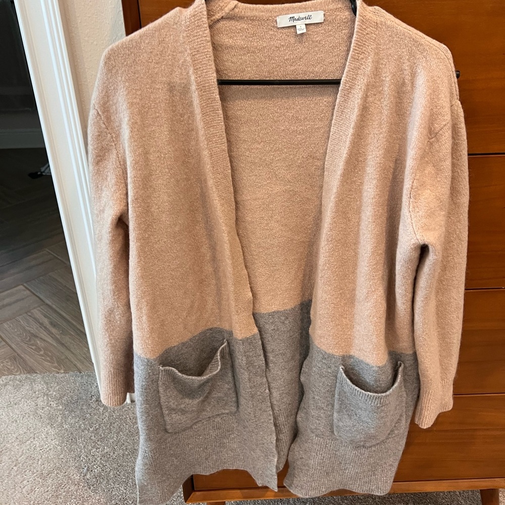 Madewell light pink/ grey cardigan